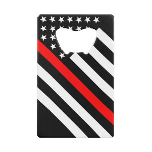 Amerikaanse vlag zwarte en witte dunne rode lijn creditkaart flessenopener