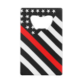 Amerikaanse vlag zwarte en witte dunne rode lijn creditkaart flessenopener (Achterkant)