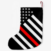 Amerikaanse vlag zwarte en witte dunne rode lijn kleine kerstsok (Achterkant)