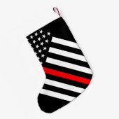 Amerikaanse vlag zwarte en witte dunne rode lijn kleine kerstsok (Achterkant (Hangend))