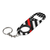 Amerikaanse vlag zwarte en witte dunne rode lijn o sleutelhanger flessenopener (Voorkant Gekanteld)