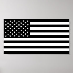 Amerikaanse vlag - Zwarte en witte versie Poster