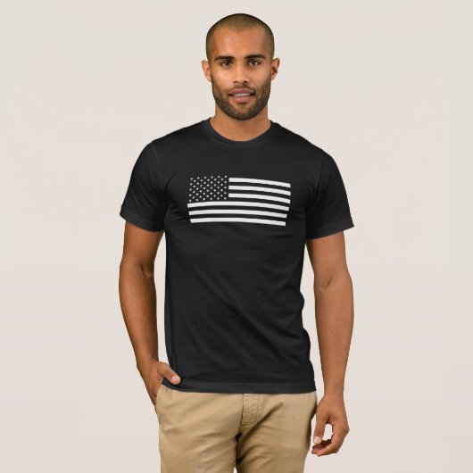 Amerikaanse vlag - Zwarte en witte versie T-shirt (Voorkant volledig)