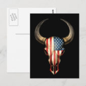 Amerikaanse vlag: Zwarte schedel Briefkaart (Voorkant / Achterkant)