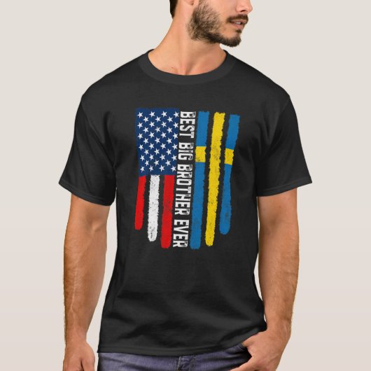 Amerikaanse vlag & Zweden vlag beste grote broer o T-shirt (Voorkant)