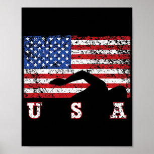 Amerikaanse Vlag Zwemmen USA Cadeau Zwem Team Prem Poster