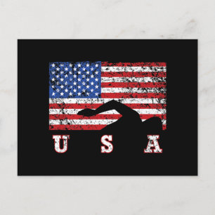 Amerikaanse vlag Zwemmen USA Cadeau Zwemteam Premi Briefkaart