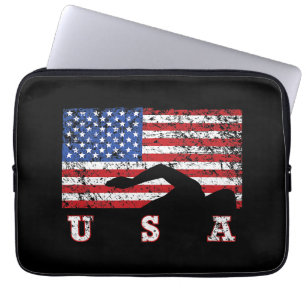 Amerikaanse vlag Zwemmen USA Cadeau Zwemteam Premi Laptop Sleeve