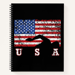 Amerikaanse vlag Zwemmen USA Cadeau Zwemteam Premi Notitieboek