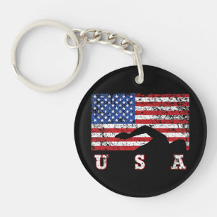 Amerikaanse vlag Zwemmen USA Cadeau Zwemteam Premi Sleutelhanger