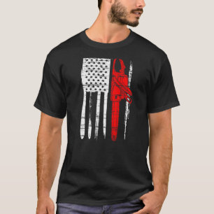 Amerikaanse vlagarchist Chainzaag Lumberjack Log V T-shirt