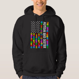 Amerikaanse vlagautisme Big Sister Autism Awarenes Hoodie