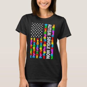 Amerikaanse vlagautisme Single Mam Autisme Awarene T-shirt