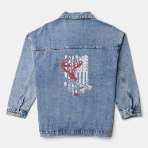 Amerikaanse vlagboogboeg jagen op dieper schedel denim jacket