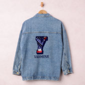 Amerikaanse vlagbrief Y personaliseren Jouw naam Denim Jacket (Hangar)
