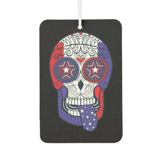 Amerikaanse vlagdatum van de dode suikerschedel luchtverfrisser (Voorkant)