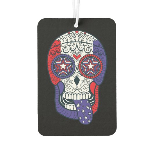 Amerikaanse vlagdatum van de dode suikerschedel luchtverfrisser (Achterkant)