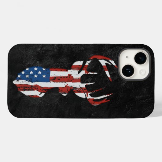 Amerikaanse vlagdeer op leder Case-Mate iPhone case (Achterkant (horizontaal))