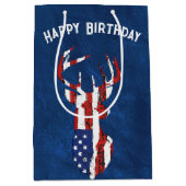 Amerikaanse vlagdeer op leder medium cadeauzakje (Voorkant)