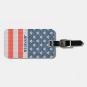 Amerikaanse vlagdiamanten en gisttextuur bagagelabel (Voorkant horizontaal)