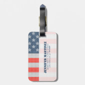 Amerikaanse vlagdiamanten en gisttextuur bagagelabel (Achterkant verticaal)