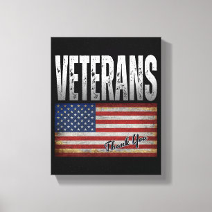 AMERIKAANSE VLAGDIEREN DANKEN U OP 4 JULI CANVAS AFDRUK
