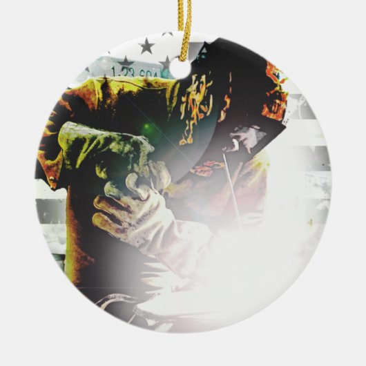 Amerikaanse vlaggelaar keramisch ornament (Voorkant)