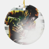 Amerikaanse vlaggelaar keramisch ornament (Achterkant)