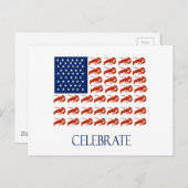 Amerikaanse vlaggelobster vieren briefkaart (Voorkant / Achterkant)