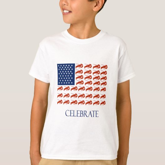 Amerikaanse vlaggelobster vieren t-shirt (Voorkant)