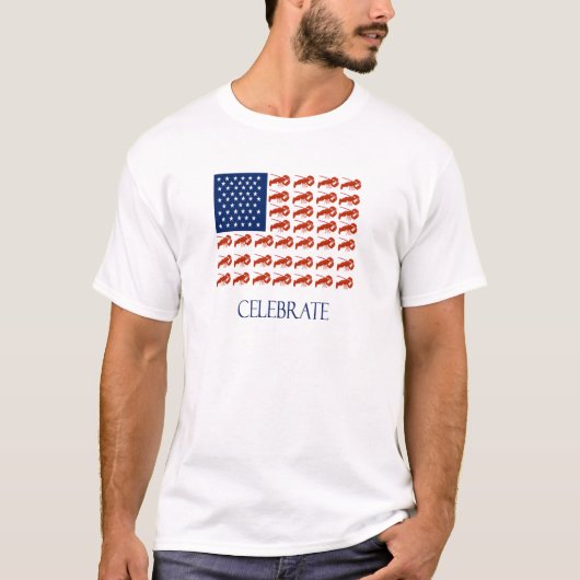 Amerikaanse vlaggelobster vieren t-shirt (Voorkant)
