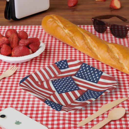 Amerikaanse vlaggen 4 juli papieren bordje (Picknick)