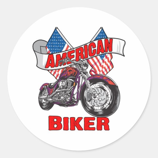 Amerikaanse vlaggen Biker Ronde Sticker (Voorkant)