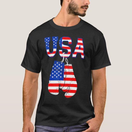 Amerikaanse vlaggen boxing handschoenen vierde jul t-shirt (Voorkant)