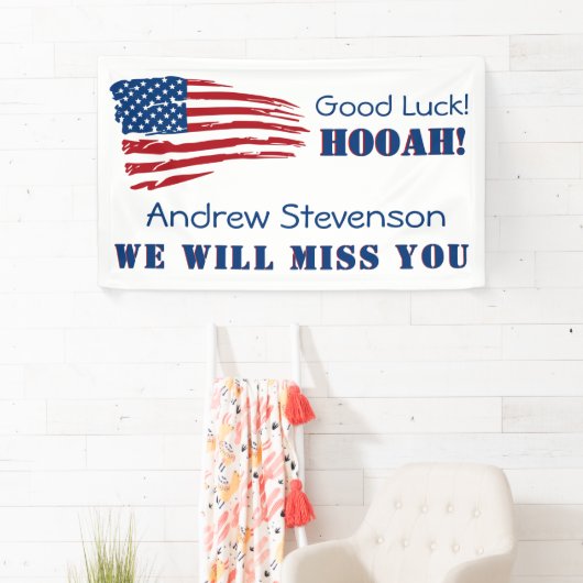 Amerikaanse vlaggen die wegtrekken spandoek (Insitu)