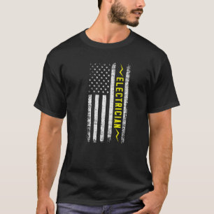 Amerikaanse vlaggen-elektronicaambachtsman Lineman T-shirt