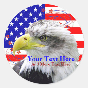 Amerikaanse vlaggen en adelrokken ronde sticker