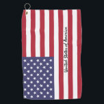Amerikaanse vlaggen- en golfstaten VS/sport Washin Golfhanddoek<br><div class="desc">Sport/Golf Towel: Verenigde Staten van Amerika en Amerikaanse mode (VS) - hou van mijn land,  reizen,  vakantie,  patriotten/sportfans</div>