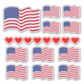Amerikaanse vlaggen en harten Stickers (Voorkant)