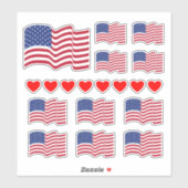 Amerikaanse vlaggen en harten Stickers (Vel)