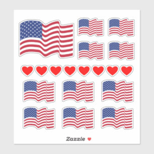 Amerikaanse vlaggen en harten Stickers
