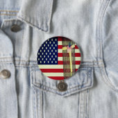 Amerikaanse vlaggen - Gele steuntroepen voor kools Ronde Button 7,6 Cm (In situ)