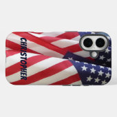 Amerikaanse vlaggen, gepersonaliseerde naam Case-Mate iPhone case (Achterkant (horizontaal))