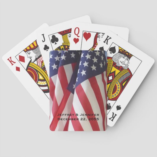Amerikaanse vlaggen gepersonaliseerde naam patriot pokerkaarten (Achterkant)