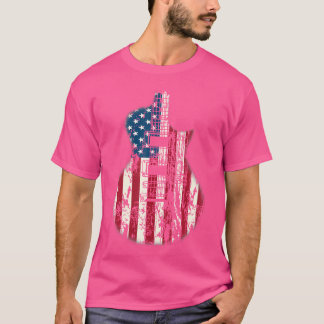 Amerikaanse vlaggen gitaar musicus Distress Guitar T-shirt