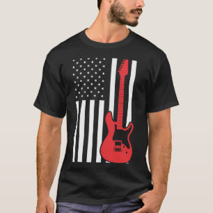 Amerikaanse vlaggen gitaar Papa Guitar en Bass Pla T-shirt