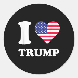 Amerikaanse vlaggen: Heart I Love Trump Ronde Sticker