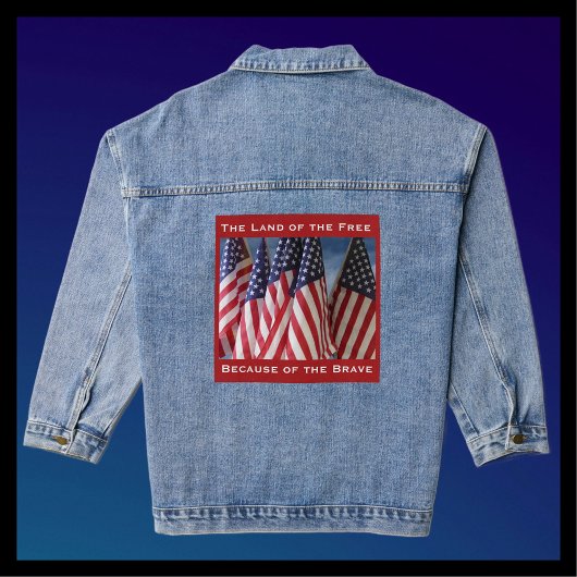 Amerikaanse vlaggen Land van de Vrij Omdat Brave B Denim Jacket