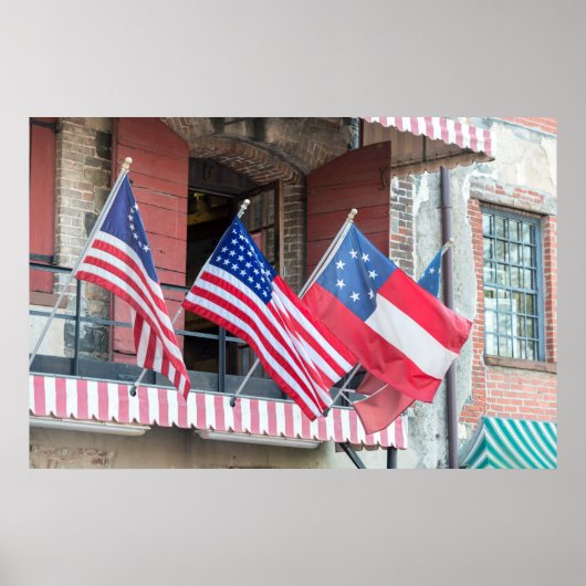 Amerikaanse vlaggen langs de straat poster (Voorkant)