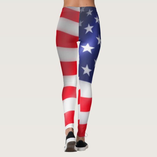 Amerikaanse vlaggen Leggings: Rood wit en blauw Leggings (Achterkant)